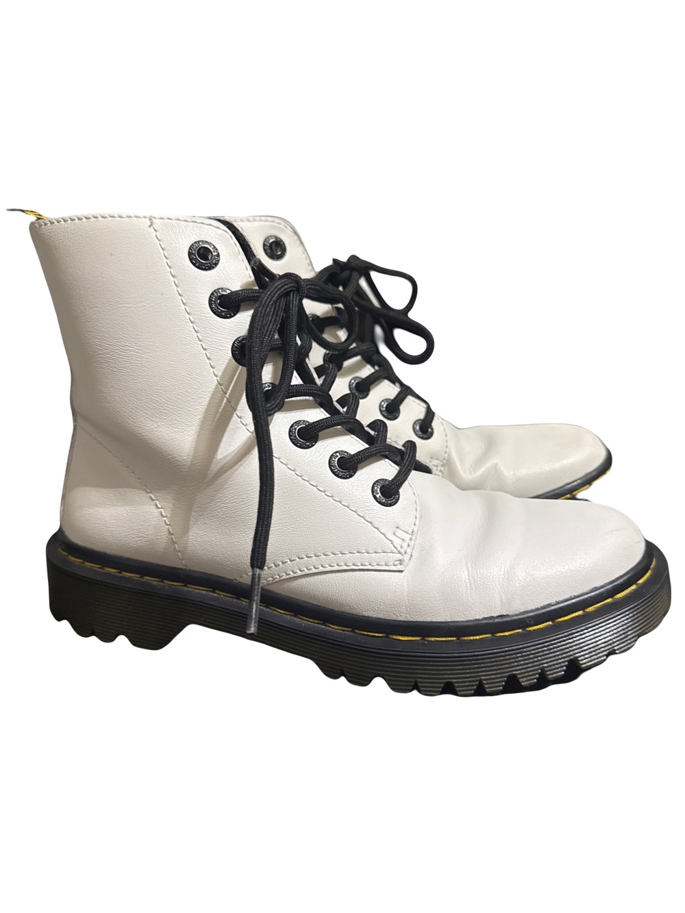 Dr. Martens White Leather Lace-Up Combat Boots~Excellent Condition!!